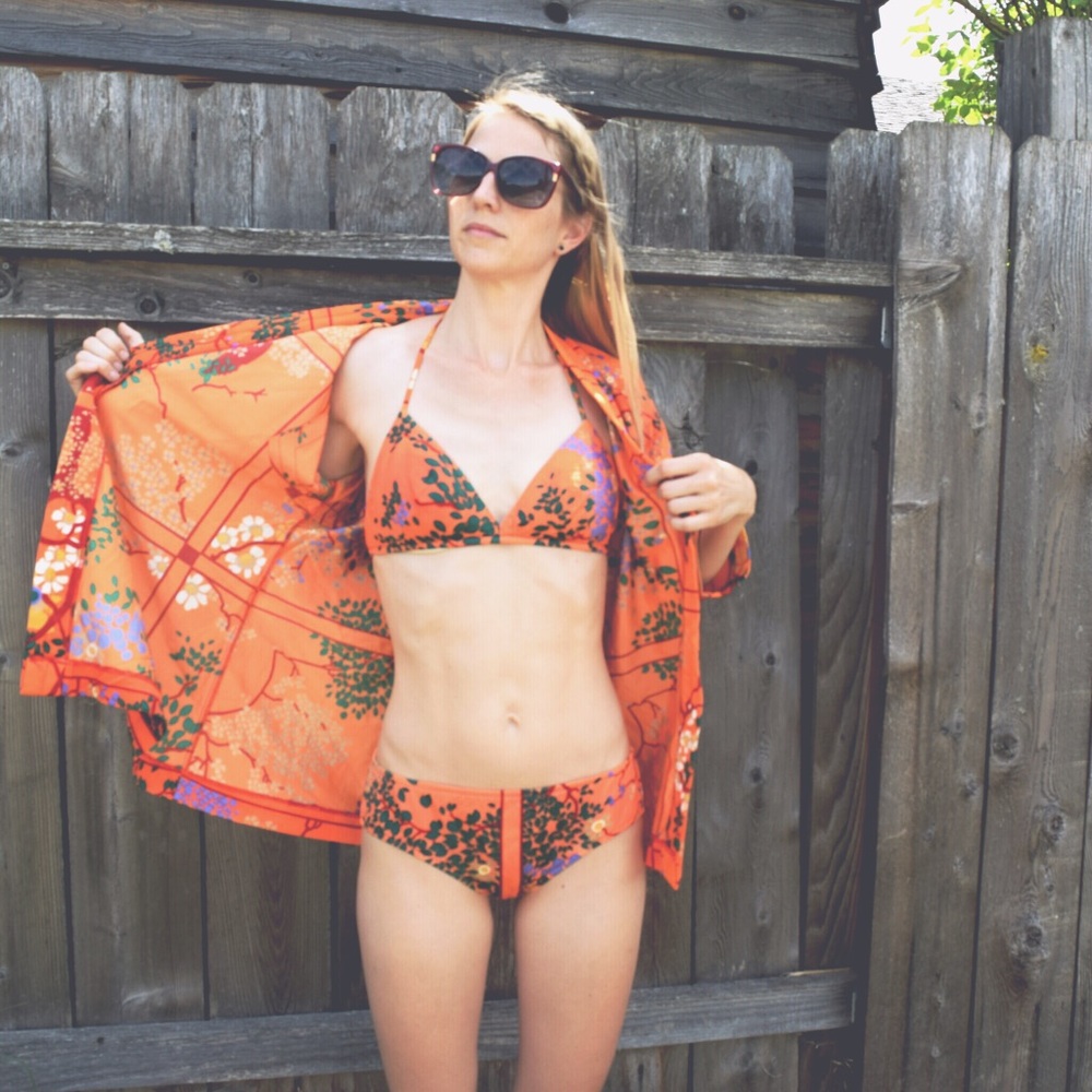 Vintage 1960s Bikini and Kimono